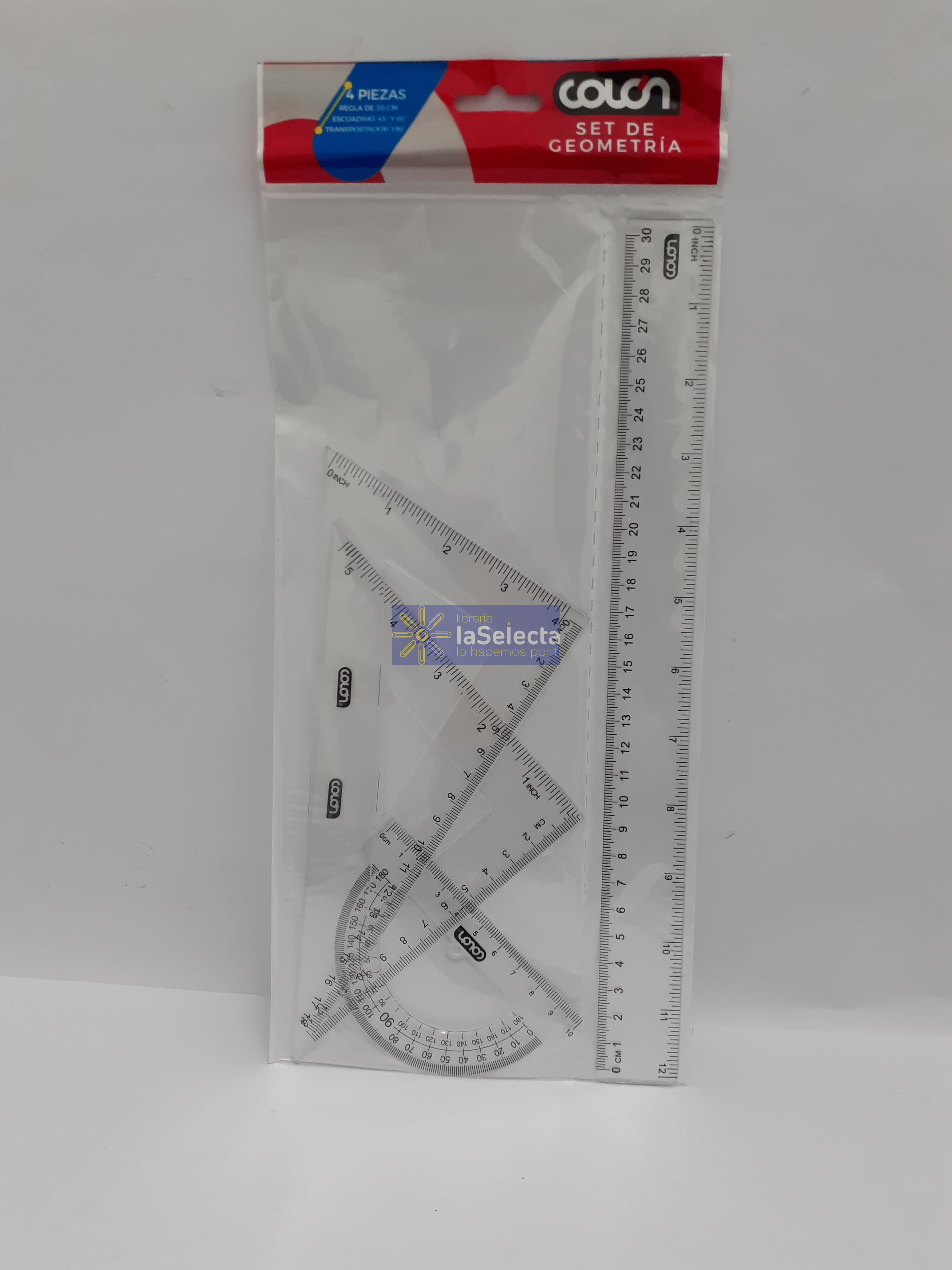 SET GEOMETRIA PLASTICO 4 PIEZAS COLON